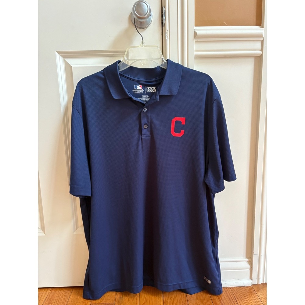 MLB Cleveland Indians TX3 Cool Polo Shirt Mens Extra Large‎ XL Embroidered